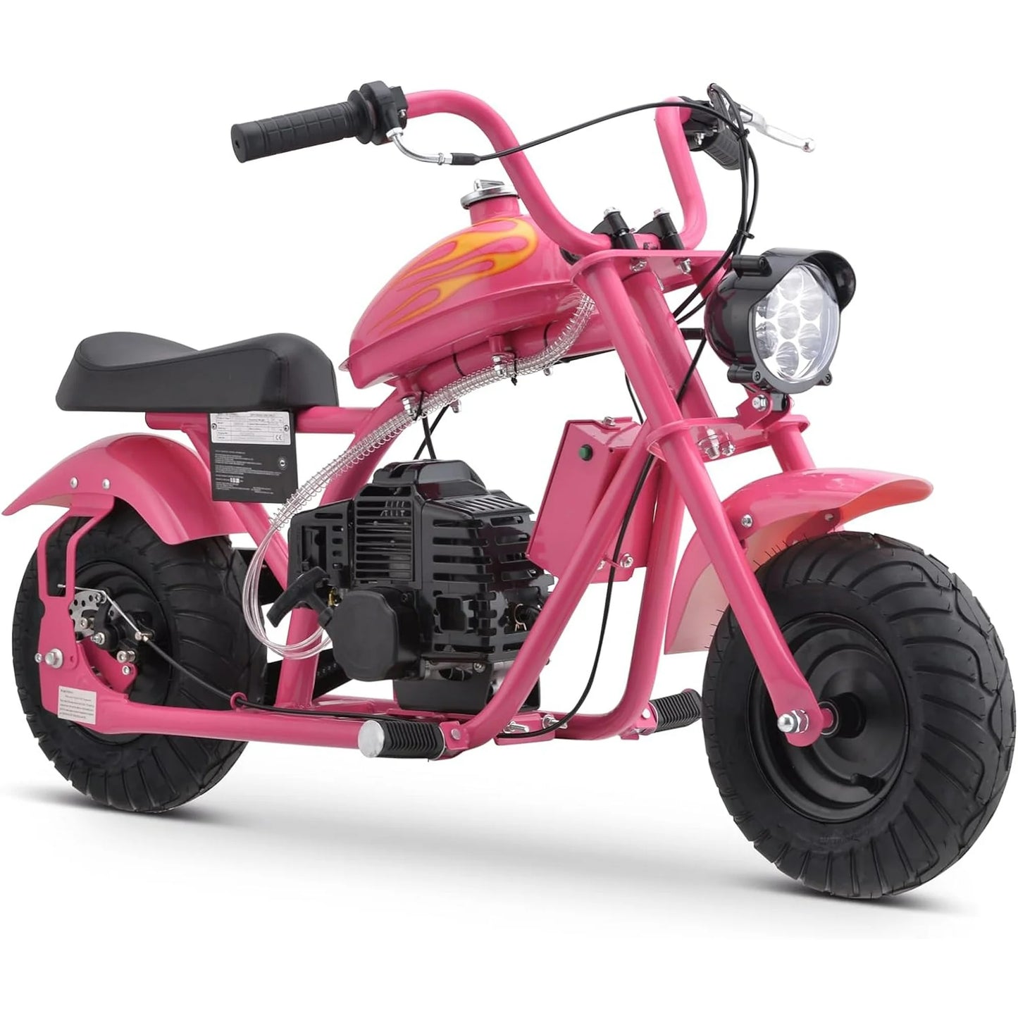 HOVER HEART Gas Mini Chopper Bike, DB004 Model 49.4 CC 2-Stroke Dirt Bike with Big Headlight, Premium Tire, Metal Frame, Disc Brakes, Max Load 165Lbs, Up to 20Mph, EPA Approved