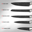 MOSTA Ceramic Coated Knife Block Set with 5Pcs Kitchen Knives, Chef Knife, Bread Knife, Slicing Knife, Utility Knife, Paring Knife and Acrylic Stand