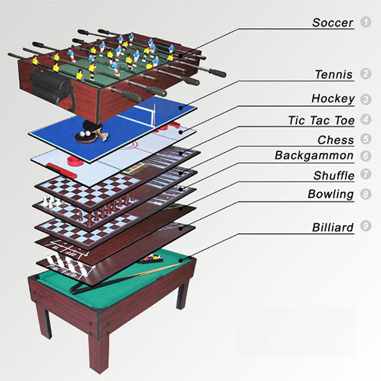 FITPHER 12 in 1 Multifunctional Table Game, Foosball, Pool, Shuffleboard, Ping Pong, Slide Hockey, Bowling, Backgmmon, Ringtoss, Horsshoes, Checker/Chess, Playing Card and Dice