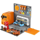 HILLO Maintain Truck Toy Playsets, 36 Piece 2-in-1 Maintain Station in Truck Trailer with Tool, Additional Car, Exchange Tire, Gas Station, Gifts for 3+ Year Old Boys Kids Toddlers Children