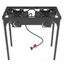 Outdoor & Indoor Portable Propane Stove, Double Burners with Gas Premium Hose (DB02-Large,2 Burners)