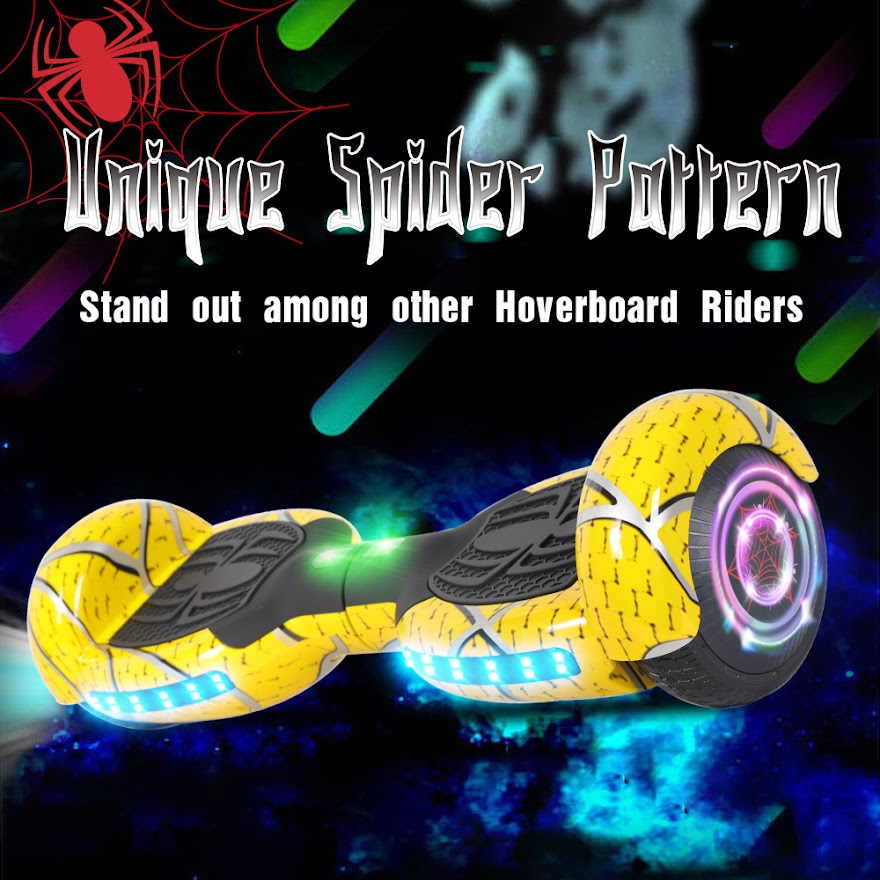 Spider Hoverboard Self Balancing Scooter 6.5" Two-Wheel Hoverboards with Bluetooth Speaker and LED Lights Electric Scooter for Kids and Adult