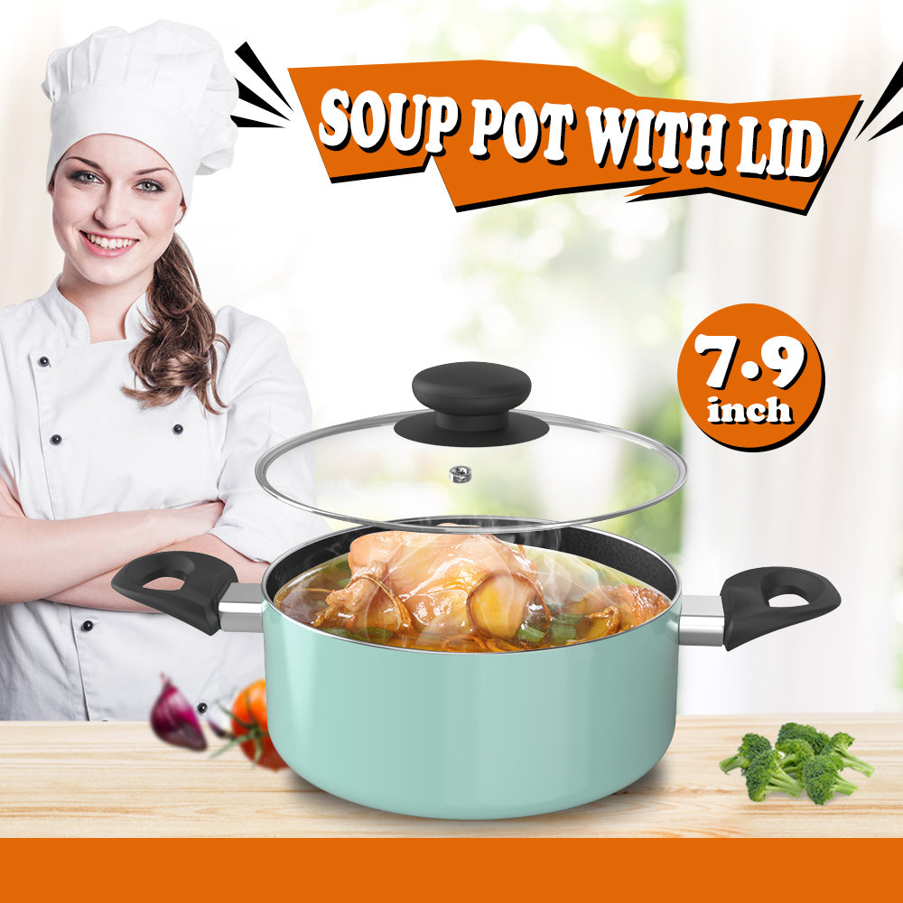 Aluminum Alloy Non-Stick Cookware Set, Pots and Pans - 8-Piece Set (Light Turquoise)