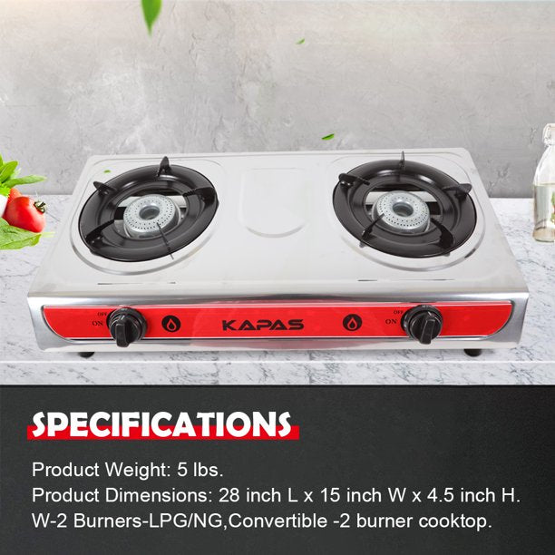 Outdoor & Indoor Portable Propane Stove, Single & Double Burners with Gas  Premium Hose, Detachable Legs for Backyard Kitchen, Camping Grill, Hiking