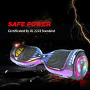 K6 6.5" Hoverboard LED Flash Wheel with Bluetooth Speaker | Chrome Rainbow