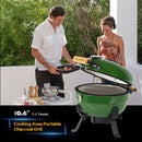 Ceramic BBQ Grill 8inch, Easy to carry, for Outdoor Cooking, Picnic, Patio, Backyard,green