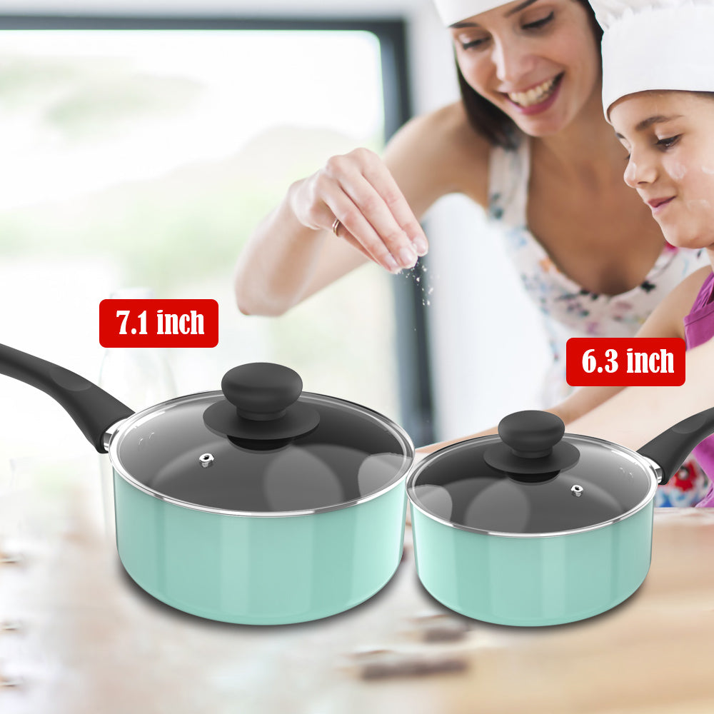 Aluminum Alloy Non-Stick Cookware Set, Pots and Pans - 8-Piece Set (Light Turquoise)