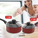 Aluminum Alloy Non-Stick Cookware Set, Pots and Pans - 8-Piece Set (Red)