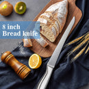 14 pcs WOODEN BLOCK Self-Sharpening Knife Set with Block, Chef Knife, Bread Knife, Steak Knife Set, Stainless Steel