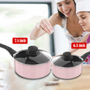 Aluminum Alloy Non-Stick Cookware Set, Pots and Pans - 8-Piece Set (Light Pink)