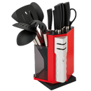 Kitchen Knives Set with Scissor, 5 Cutlery Knife Set, Slotted spoon, Ladle, Pasta Spoon,Spoon,14piece Set, Black Handle