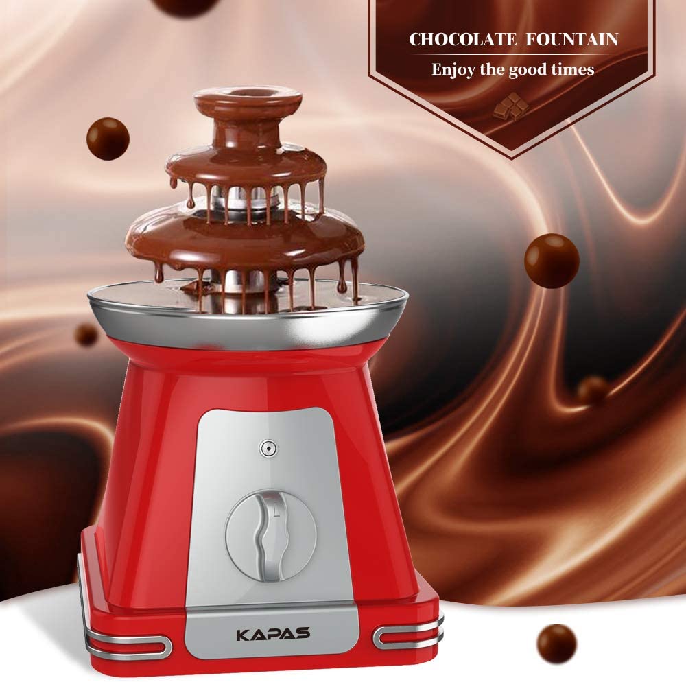 KAPAS Stainless Steel Chocolate Fondue Fountain, 3 Tiers Assembled, Perfect for Kid's Party, Holidays.