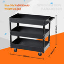 KAPAS Steel 3-Shelf Multipurpose Utility/Supply/Service/Tool Cart Great for Garage, Warehouse, Cleaning, Office & Workplace