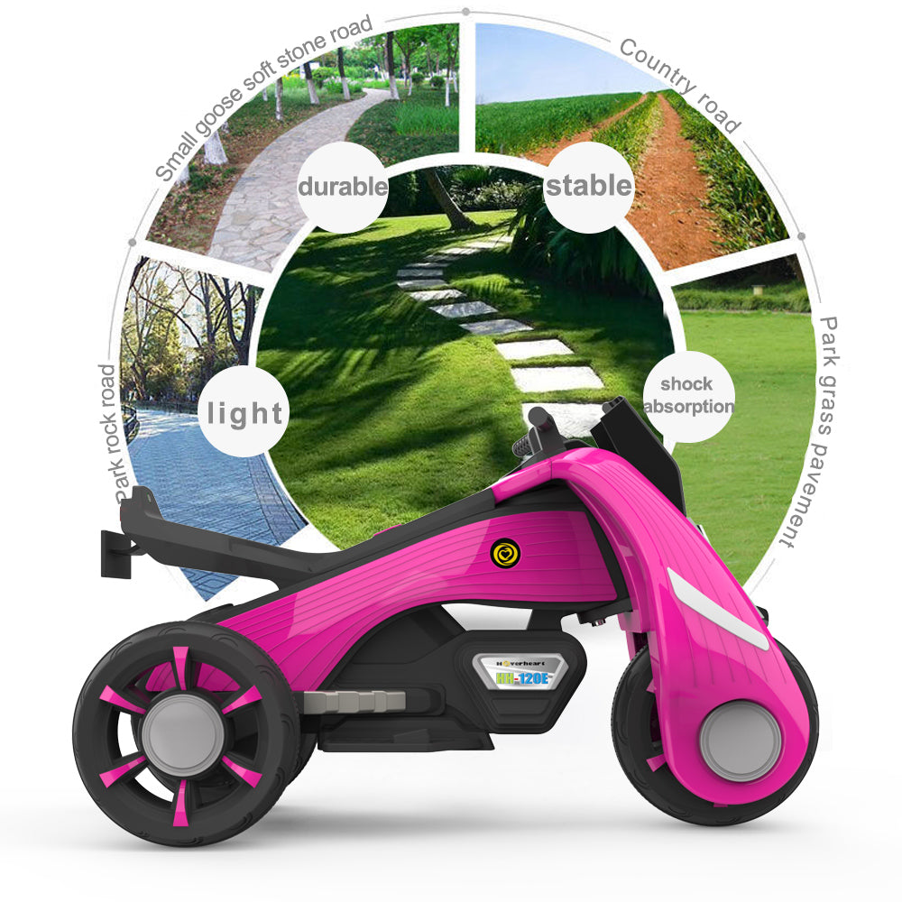 Battery Operated Electric Trike Motorcycles Ride-On for Kids | Pink