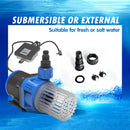 Variable Water Pump, Aquariums Ultra Quiet Circulation Amphibious Pump for Aquarium, Fish Tank, Pond and Fountain, - 1585GPH