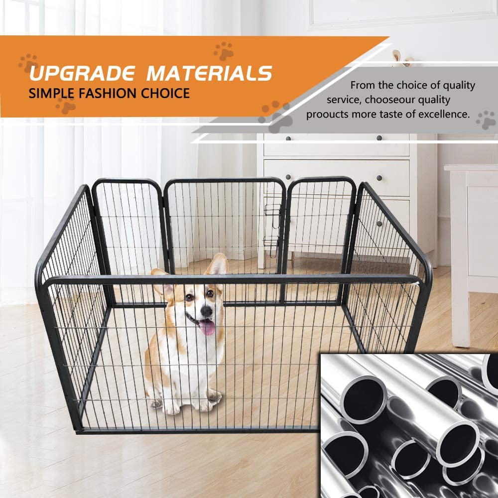 Dog Fence & Pet Playpen, Heavy Duty Foldable Metal Dog Pen 28" Height with Door for Outdoor Exercise, Indoor Kennels