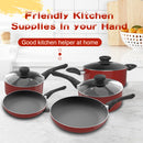 Aluminum Alloy Non-Stick Cookware Set, Pots and Pans - 8-Piece Set (Red)