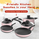 Aluminum Alloy Non-Stick Cookware Set, Pots and Pans - 8-Piece Set (Light Pink)