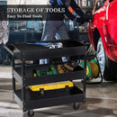 KAPAS Steel 3-Shelf Multipurpose Utility/Supply/Service/Tool Cart Great for Garage, Warehouse, Cleaning, Office & Workplace