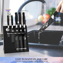 MOSTA Ceramic Coated Knife Block Set with 5Pcs Kitchen Knives, Chef Knife, Bread Knife, Slicing Knife, Utility Knife, Paring Knife and Acrylic Stand