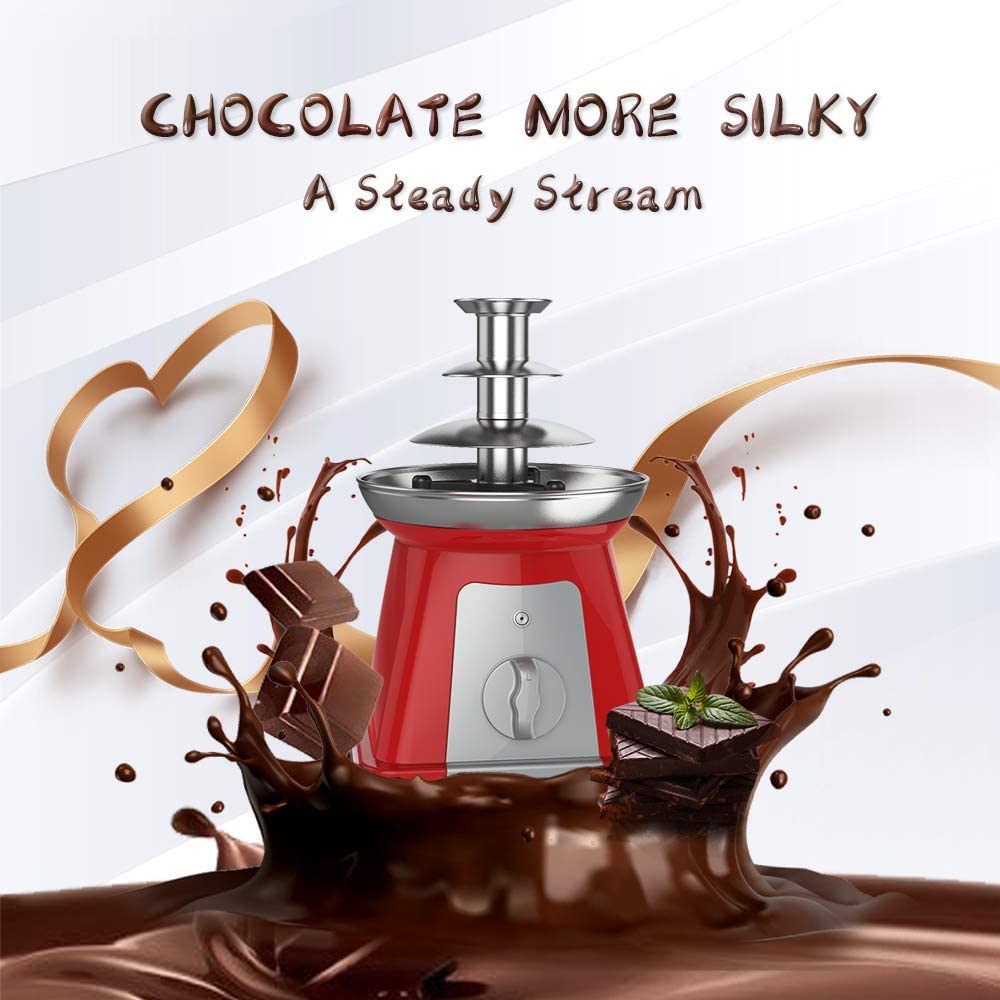 KAPAS Stainless Steel Chocolate Fondue Fountain, 3 Tiers Assembled, Perfect for Kid's Party, Holidays.