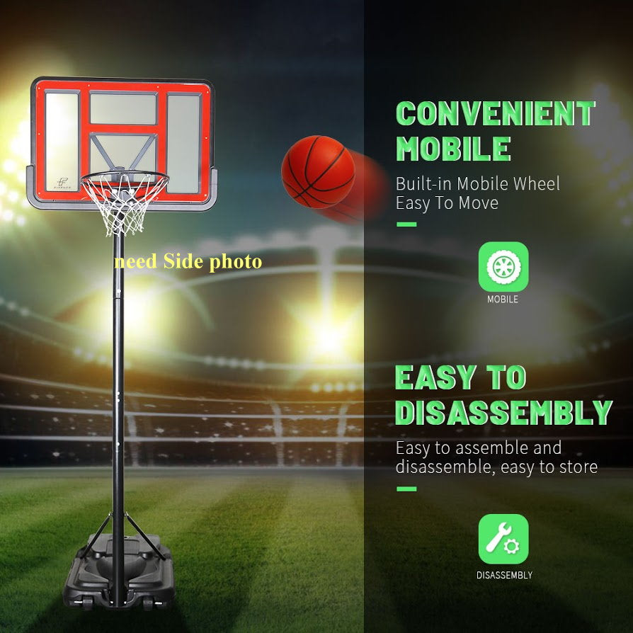FITPHER Portable Basketball Hoop, Adjustable Height Basketball Stand (7.5ft - 10ft) with PVC Backboard, Wheel and Ball Net for Kids, Youth, Adult Game (7.5ft - 10ft Height)