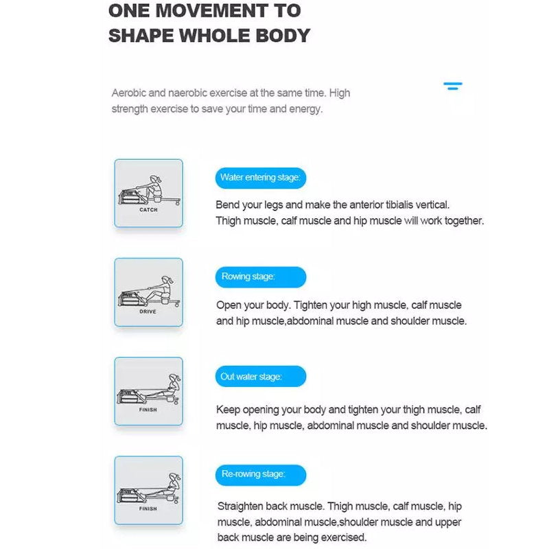 FITPHER Fitness Equipment Water Resistance Rowing Machine Dual-Track Healthy Indoor Gym Equipment For Fitness (Woody)