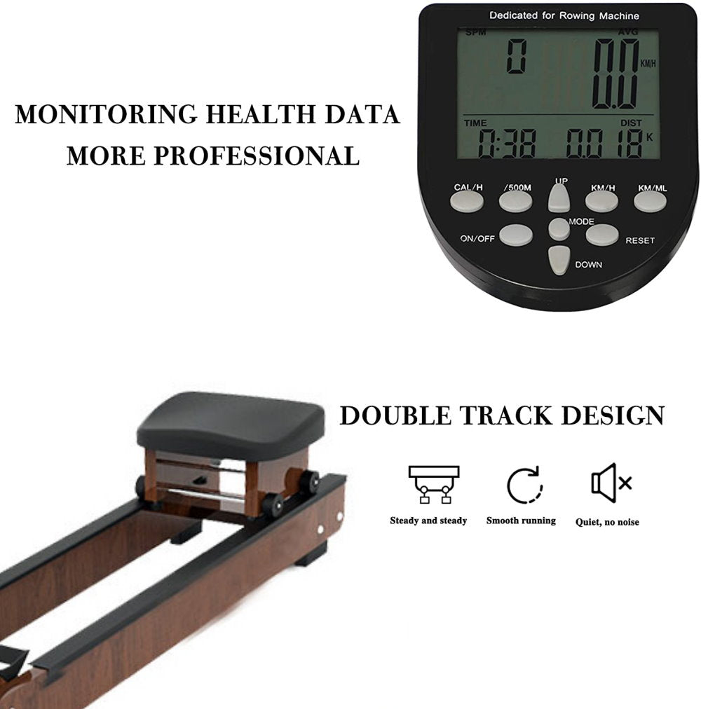 FITPHER Fitness Equipment Water Resistance Rowing Machine Dual-Track Healthy Indoor Gym Equipment For Fitness (Woody)