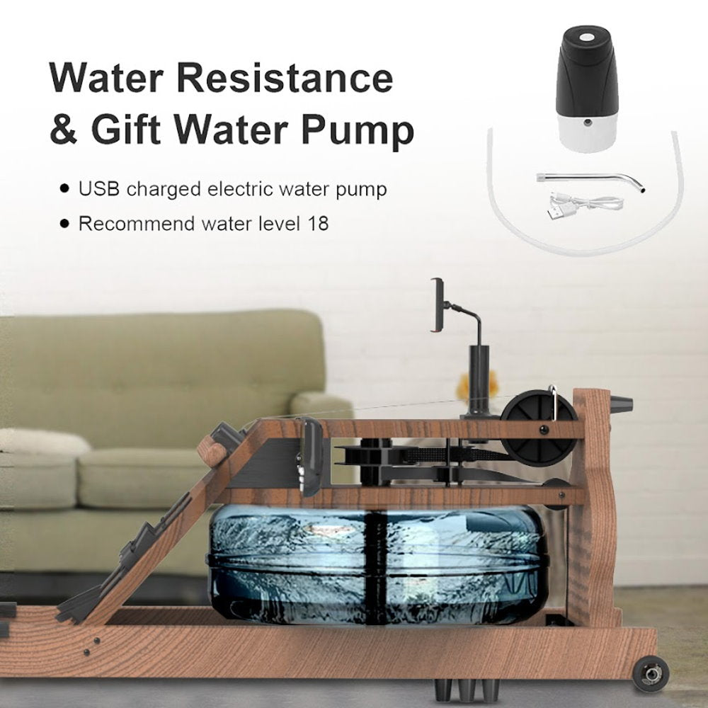 FITPHER Fitness Equipment Water Resistance Rowing Machine Dual-Track Healthy Indoor Gym Equipment For Fitness (Woody)