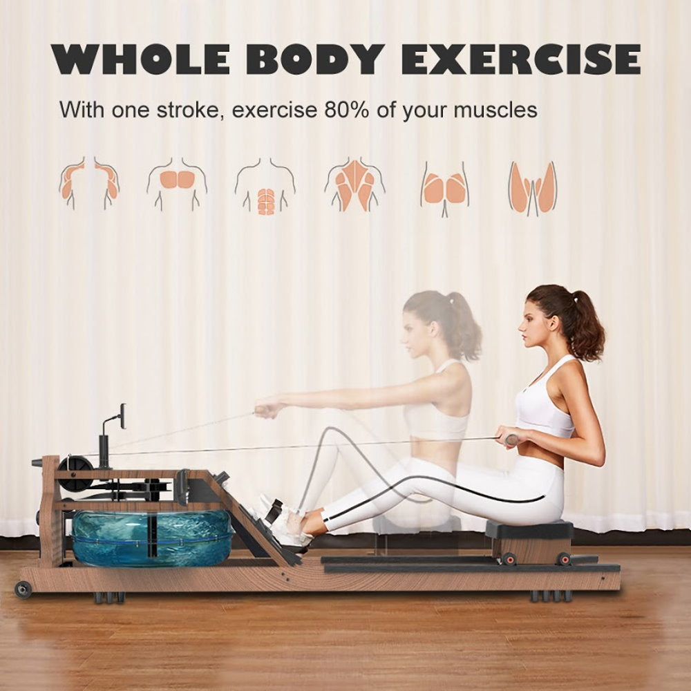 FITPHER Fitness Equipment Water Resistance Rowing Machine Dual-Track Healthy Indoor Gym Equipment For Fitness (Woody)