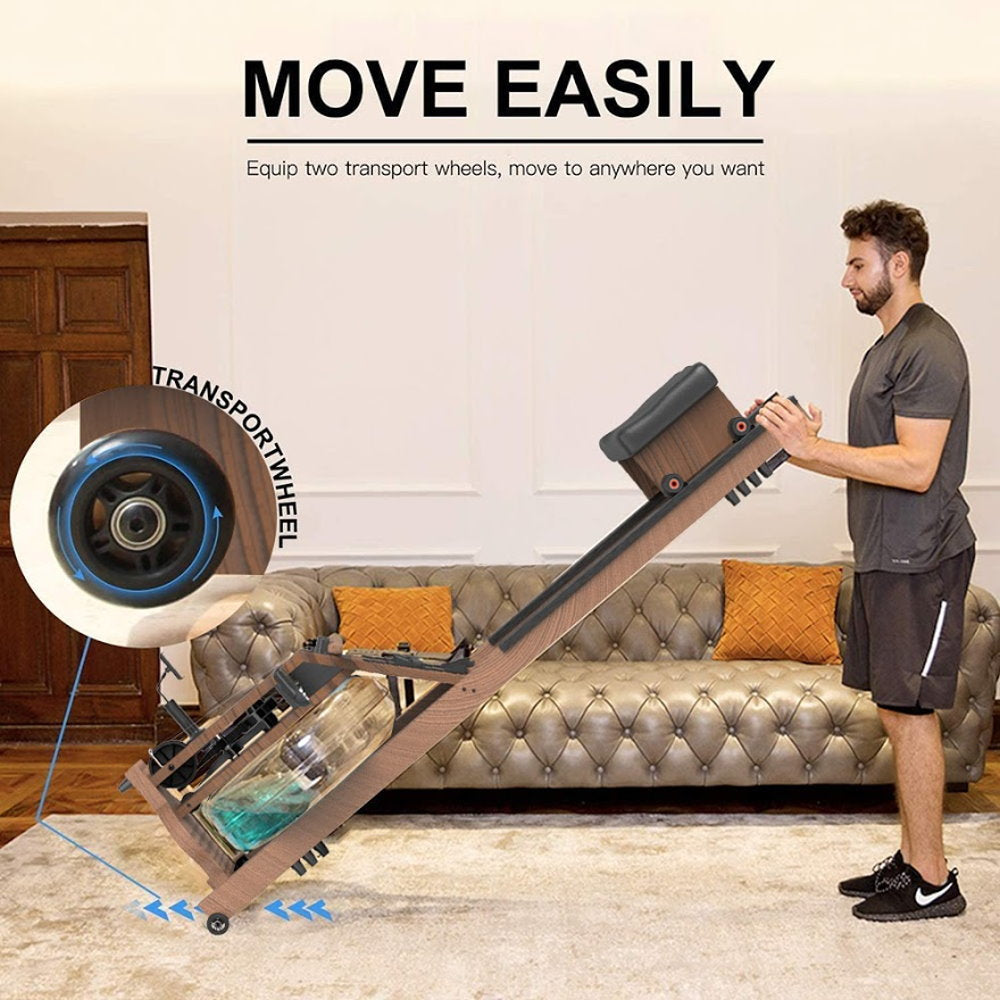 FITPHER Fitness Equipment Water Resistance Rowing Machine Dual-Track Healthy Indoor Gym Equipment For Fitness (Woody)