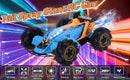 HILLO 2.4G RC Drift Stunt Car 4WD Multi-Direction LED High Speed Off-Road Vehicle With Tail Glowing Water Vapor Jet - Handle Remote Control And Watch Style Gravity Remote Control Included (Blue)