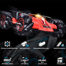HILLO 2.4G RC Drift Stunt Car 4WD Multi-Direction LED High Speed Off-Road Vehicle With Tail Glowing Water Vapor Jet - Handle Remote Control And Watch Style Gravity Remote Control Included (Red)