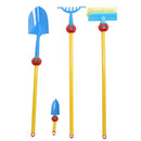 SUNORGREEN Red Tomato Kid's Garden Tool Set of 4, Soil Rake, Garden Spade, Soil Shovel and Push Broom by Safety Approved
