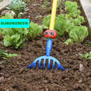 SUNORGREEN Red Tomato Kid's Garden Tool Set of 4, Soil Rake, Garden Spade, Soil Shovel and Push Broom by Safety Approved