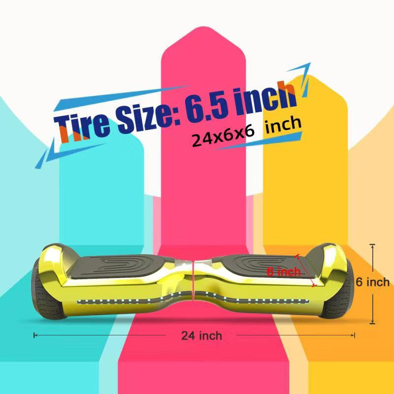 6.5'' Hoverboard with Front/Back LED & Bluetooth Speaker, Self-Balance Flash Wheel, UL Chrome Gold