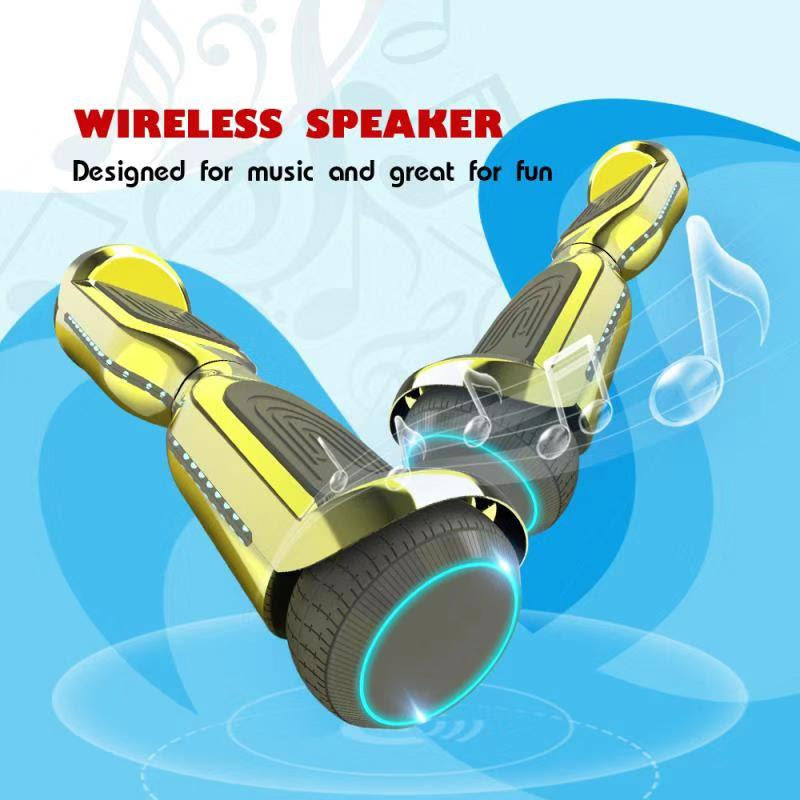 6.5'' Hoverboard with Front/Back LED & Bluetooth Speaker, Self-Balance Flash Wheel, UL Chrome Gold