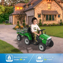 HOVER HEART Electric Tractor 12V Ride-On Toys with Trailer, Music, Manual Gear Shift and Remote Control (Green)