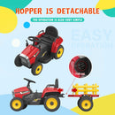 HOVERHEART Electric Tractor 12V Ride-On Toys with Trailer, Music, Manual Gear Shift and Remote Control (Red)