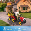 HOVERHEART Electric Tractor 12V Ride-On Toys with Trailer, Music, Manual Gear Shift and Remote Control (Red)