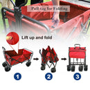 KAPAS Outdoor Collapsible Folding Utility Wagon with Universal 360° All-Terrain Wheels for Shopping, Garden, Park Picnic and Beach Camping (Red)
