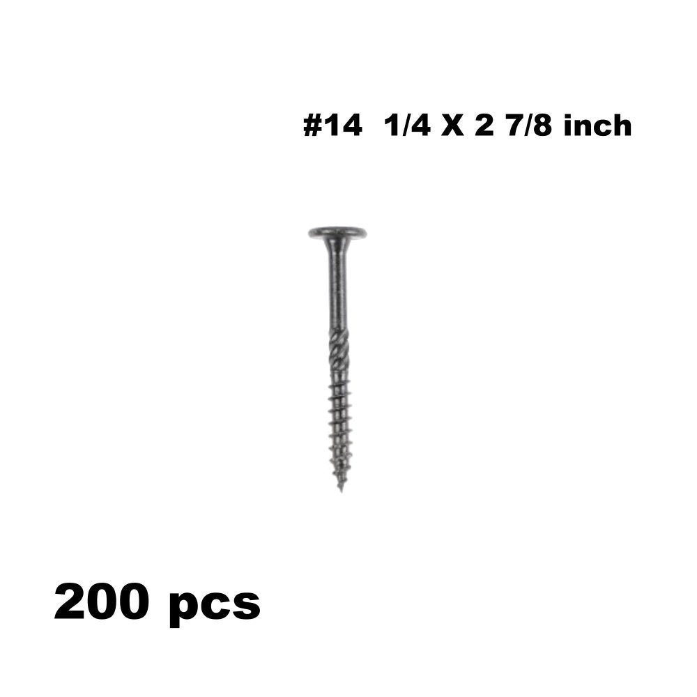 KAPAS Decking/Fencing Wood Screws #14 1/4 X 2 7/8” Flat Head, T30 Torx Drive (200 pcs with 4 T30 Torx Drive)