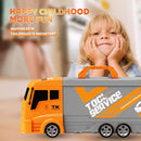 HILLO Maintain Truck Toy Playsets, 36 Piece 2-in-1 Maintain Station in Truck Trailer with Tool, Additional Car, Exchange Tire, Gas Station, Gifts for 3+ Year Old Boys Kids Toddlers Children