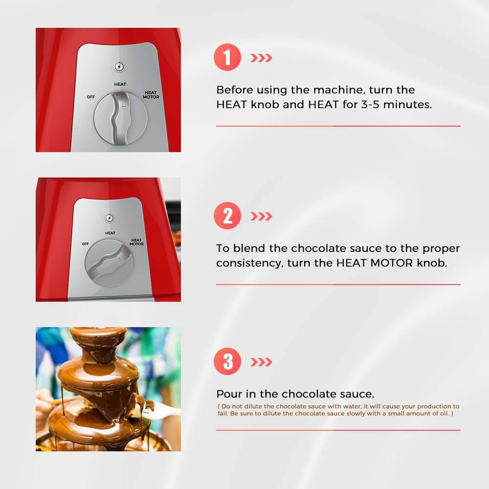 KAPAS Stainless Steel Chocolate Fondue Fountain, 3 Tiers Assembled, Perfect for Kid's Party, Holidays.
