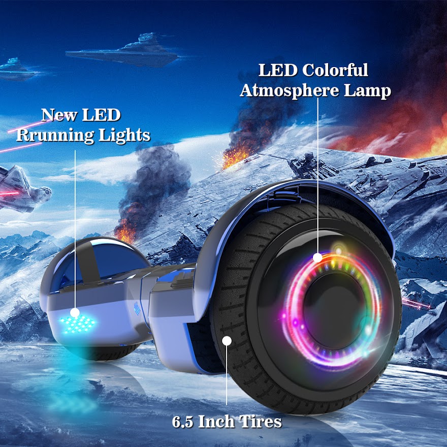 Triangle Hoverboard with Bluetooth Speaker, 6.5 inch LED Wheels, Dual 200W Motor up to 6.2 MPH, UL2272 Certified Self Balancing Scooters for Kids Adults