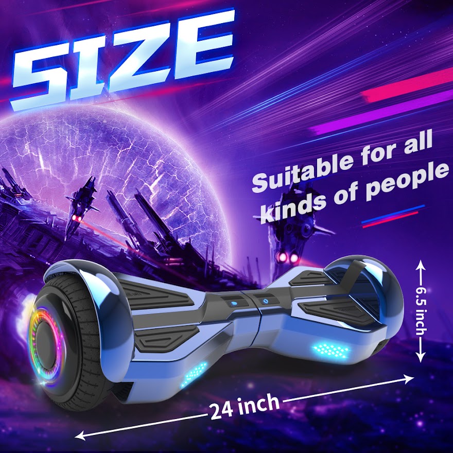 Triangle Hoverboard with Bluetooth Speaker, 6.5 inch LED Wheels, Dual 200W Motor up to 6.2 MPH, UL2272 Certified Self Balancing Scooters for Kids Adults
