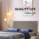 Tufted Linen Fabric Upholstered Queen Headboard (Light Brown(Queen))