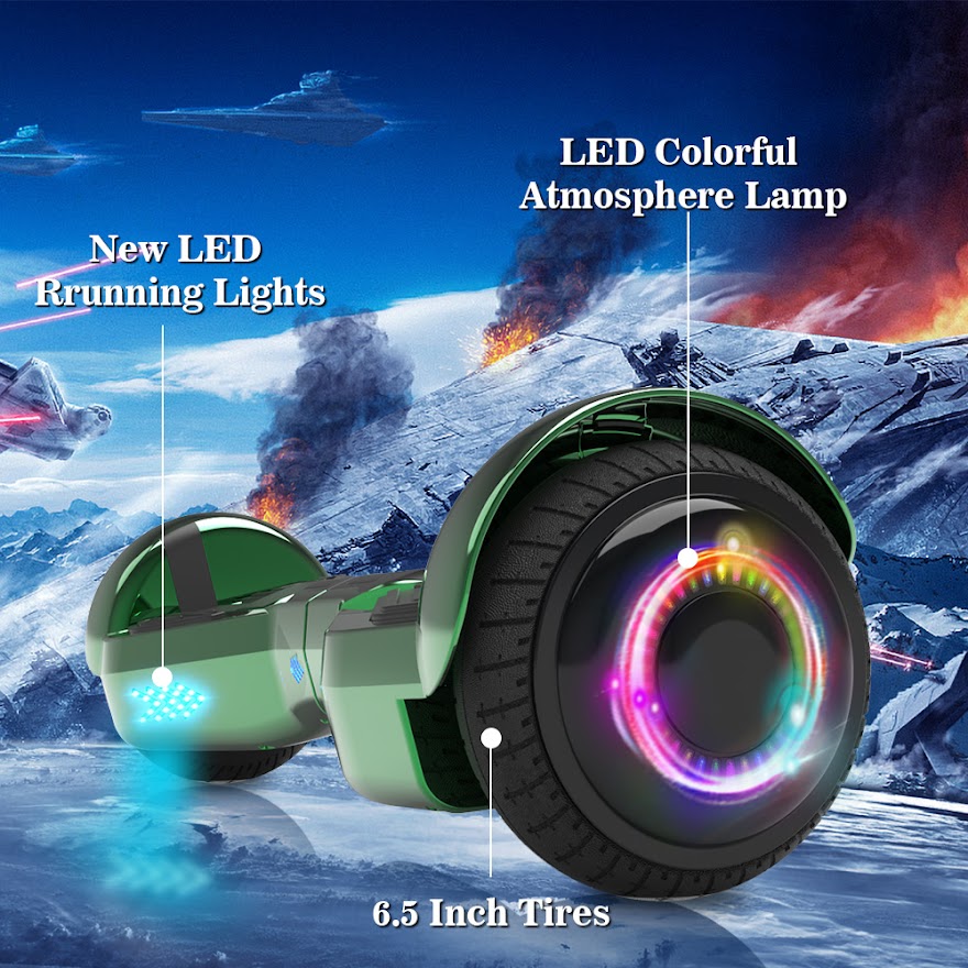 Triangle Hoverboard with Bluetooth Speaker, 6.5 inch LED Wheels, Dual 200W Motor up to 6.2 MPH, UL2272 Certified Self Balancing Scooters for Kids Adults