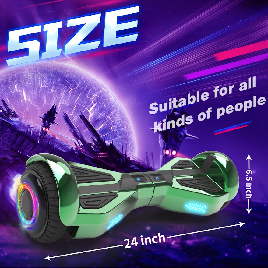 Triangle Hoverboard with Bluetooth Speaker, 6.5 inch LED Wheels, Dual 200W Motor up to 6.2 MPH, UL2272 Certified Self Balancing Scooters for Kids Adults