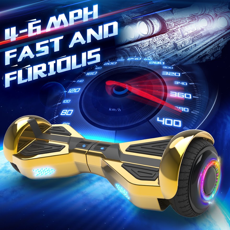 Triangle Hoverboard with Bluetooth Speaker, 6.5 inch LED Wheels, Dual 200W Motor up to 6.2 MPH, UL2272 Certified Self Balancing Scooters for Kids Adults
